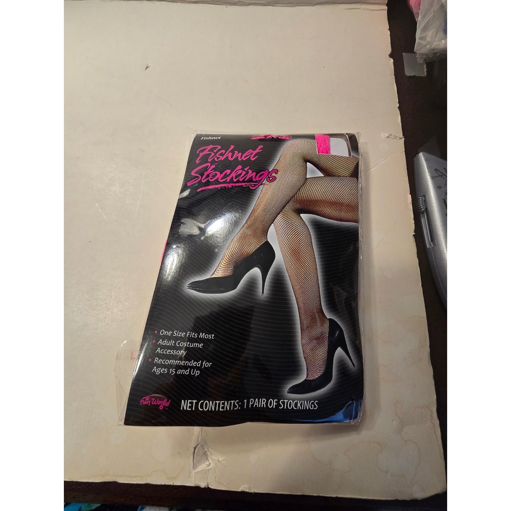 Fun World Neon Pink Fishnet Stockings One Size Adult Costume Accessory 80s Rave